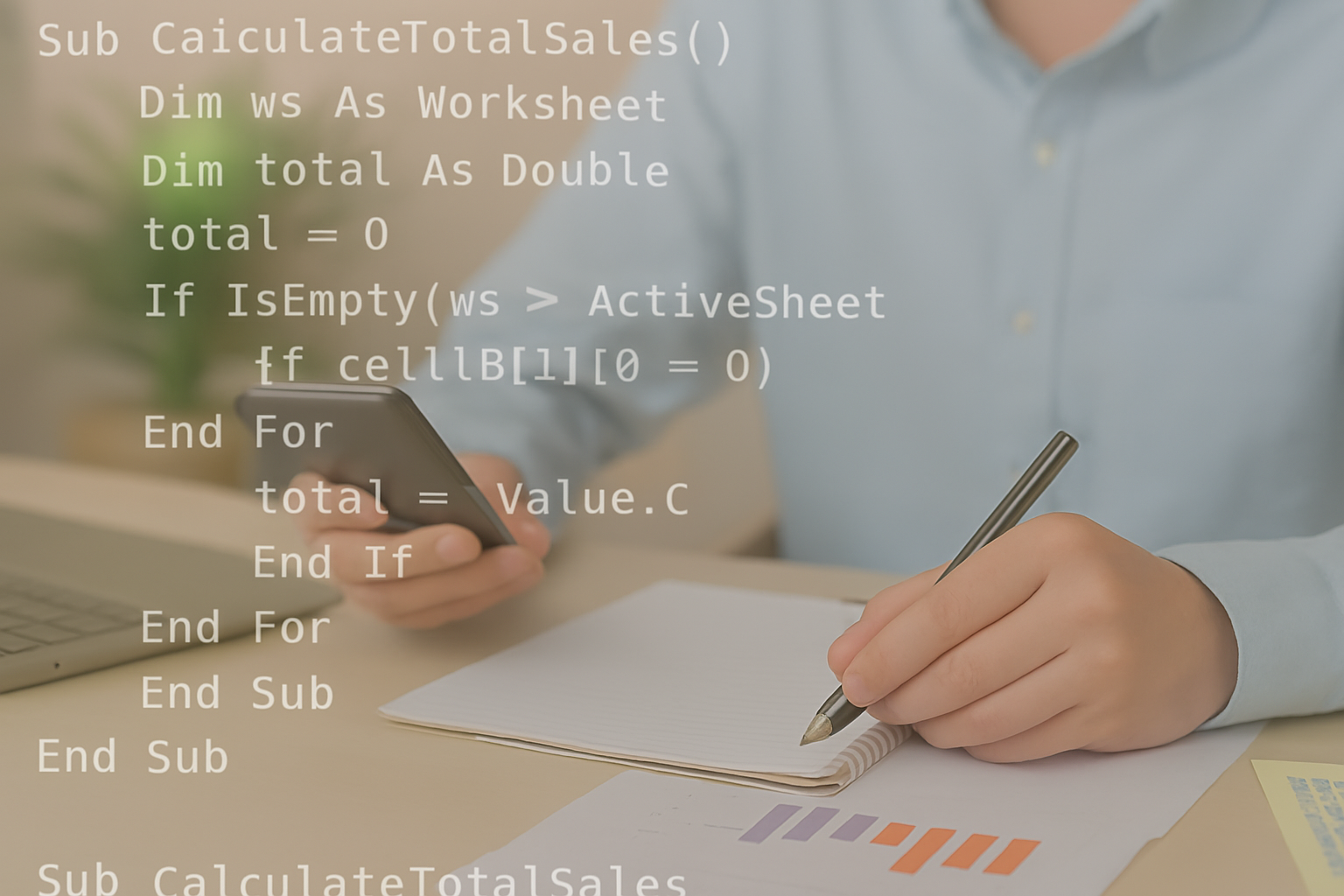 VBA Programming hero banner with code overlay